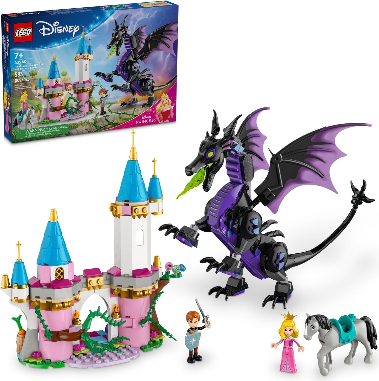 Maléfique sous sa forme de dragon et le château d'Aurore | Disney | 43240