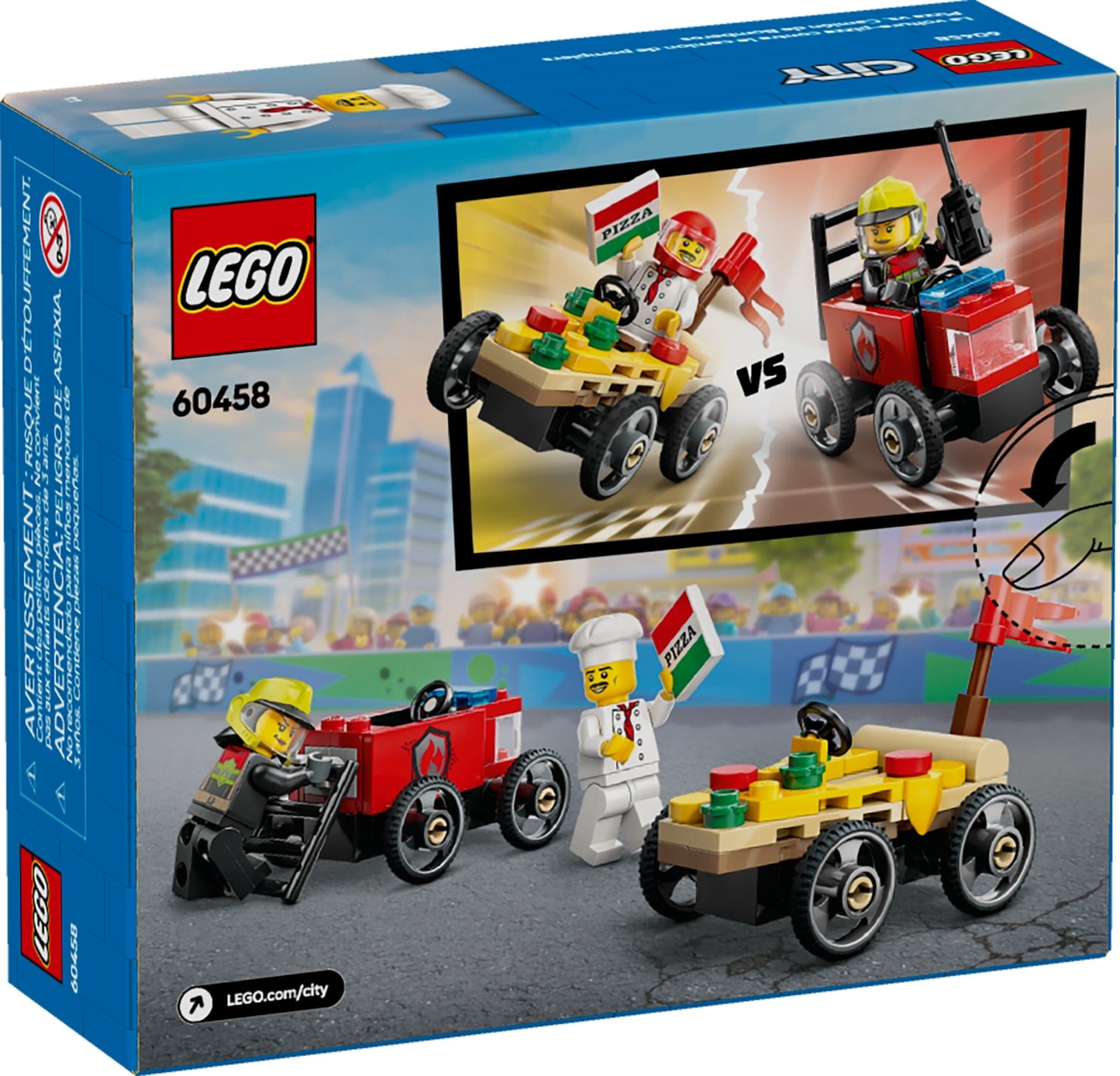 Pizza vs. Fire Truck Race Car Pack | City | 60458