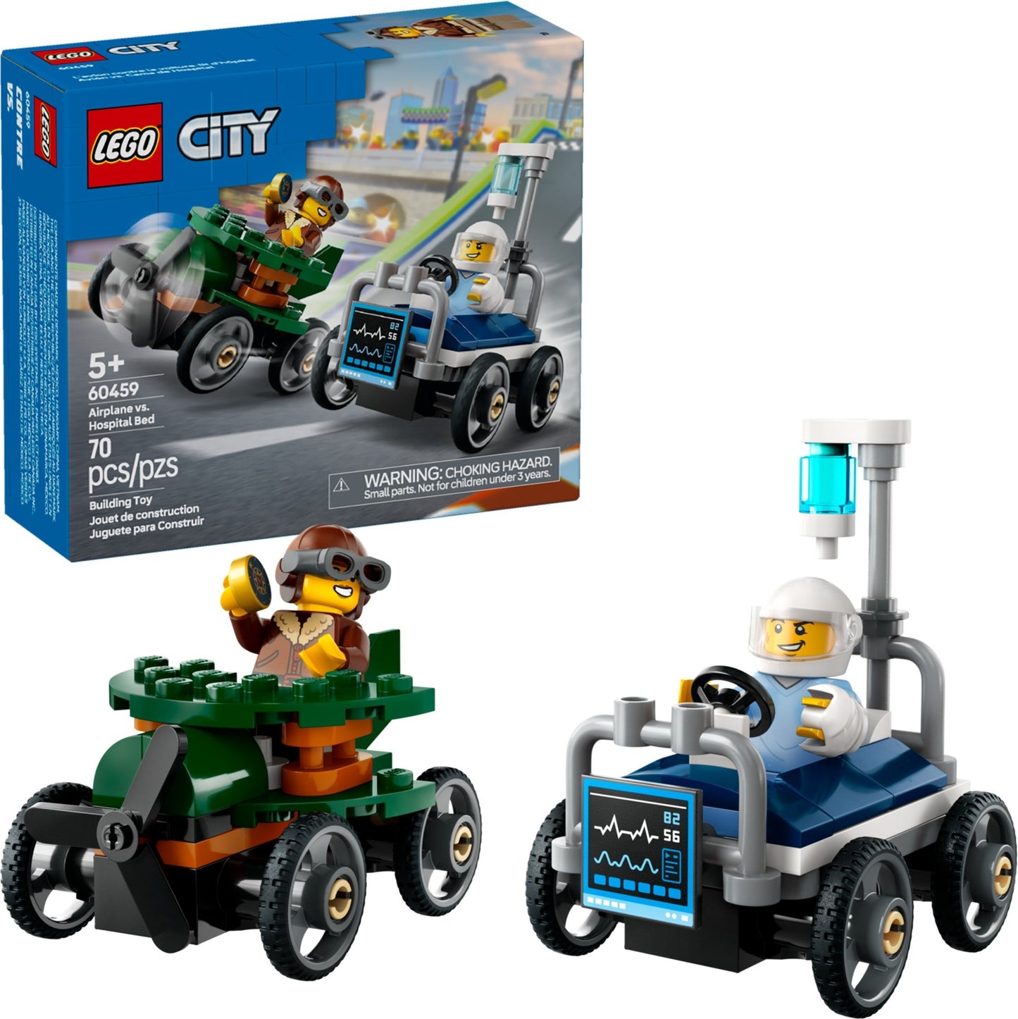 Airplane vs. Hospital Bed Race Car Pack | City | 60459