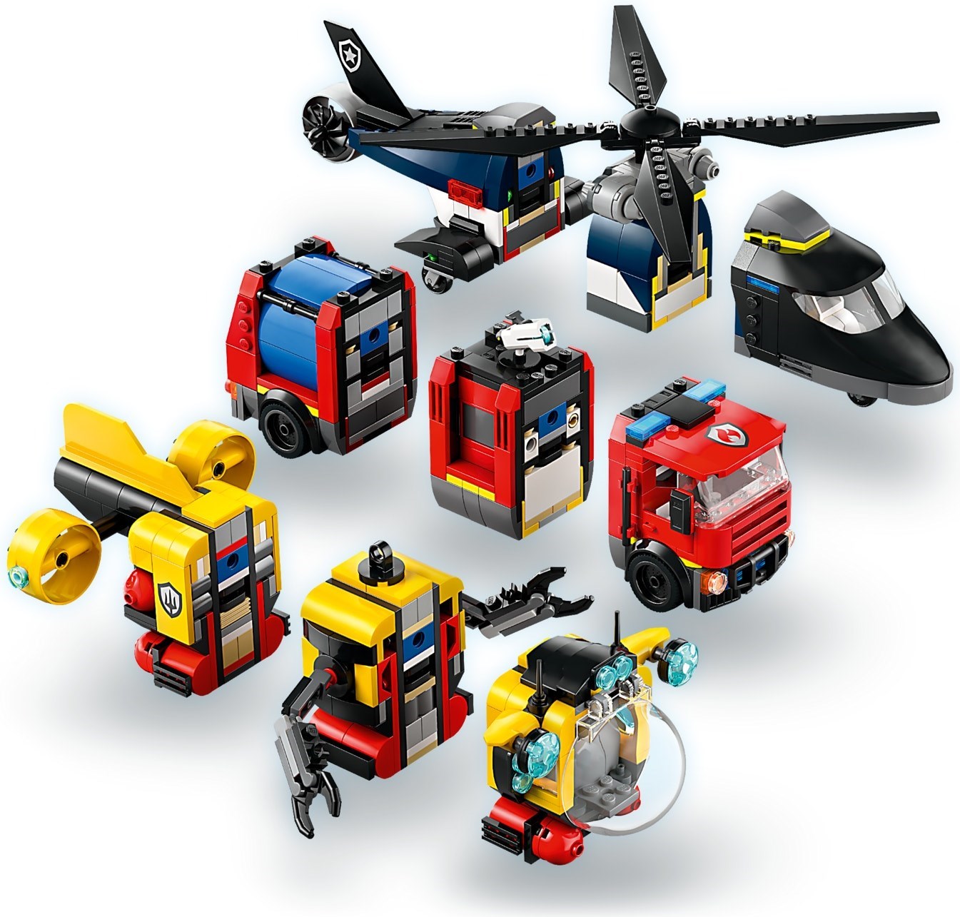 Remix hélicoptère, camion de pompiers et sous-marin | Ville | 60462