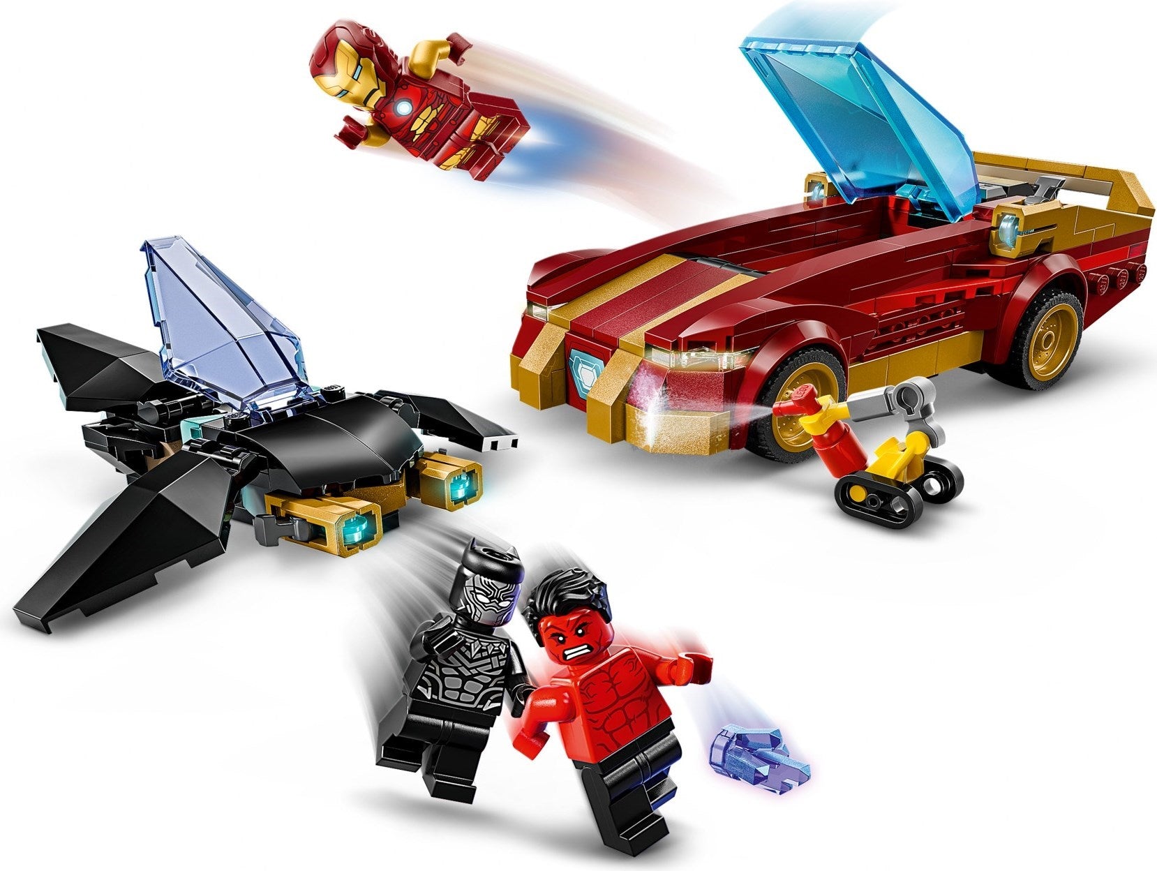 Voiture Iron Man et Black Panther contre Hulk Rouge | Super Héros Marvel | 76310