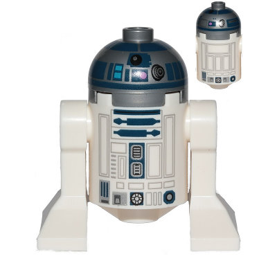 Astromech Droid, R2-D2 - Flat Silver Head, Dark Pink Dots, Large Receptor, Back Printing | sw1202