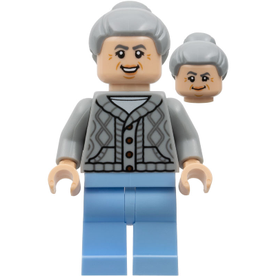 Aunt May - Gilet gris clair bleuté, jambes bleu clair éclatantes | sh1058