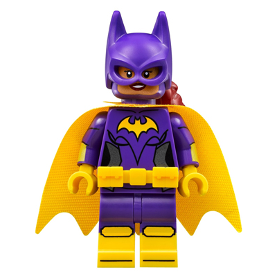 Batgirl - Minifigure, Dark Purple Suit, Yellow Cape, Open Mouth Smile / Concerned | sh0305