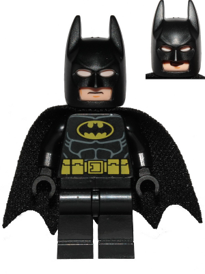 Batman - Black Suit with Yellow Belt and Crest (Type 2 Cowl, Spongy Teardrop Neck Cut Cape) | sh0016b