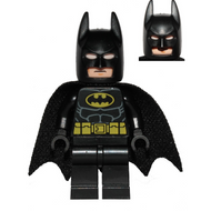 Batman - Black Suit with Yellow Belt and Crest (Type 2 Cowl, Spongy Teardrop Neck Cut Cape) | sh0016b