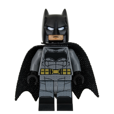 Batman - Dark Bluish Gray Suit, Gold Belt, Black Hands, Large Bat Logo, Printed Legs, Stubble | sh0437