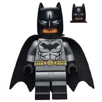 Batman - Costume gris bleu foncé, ceinture dorée, gants noirs, cape spongieuse, bottes noires | sh0204