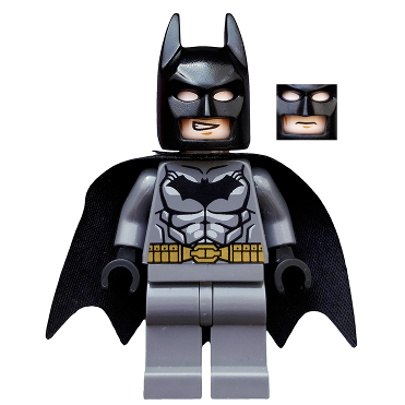 Batman - Dark Bluish Gray Suit, Gold Belt, Black Hands, Starched Cape | dim002
