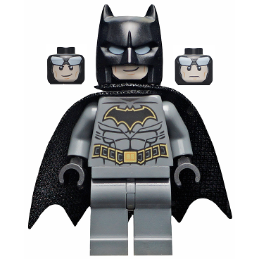 Batman - Costume gris bleu foncé avec ceinture et écusson à contour doré, masque et cape (cagoule type 3, cape spongieuse) | sh0589a