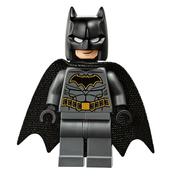 Batman - Costume gris bleu foncé avec ceinture et écusson à contour doré, masque et cape (cagoule type 3, cape spongieuse à encolure en goutte d'eau) | sh0589