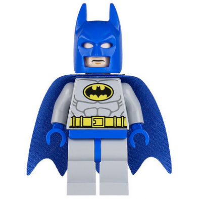 Batman - Light Bluish Gray Suit with Yellow Belt and Crest, Blue Mask and Cape | sh0111