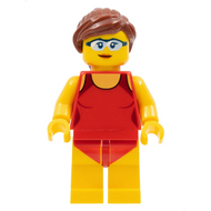 Beachgoer - Red Female Swimsuit and Light Blue Glasses | cty0759