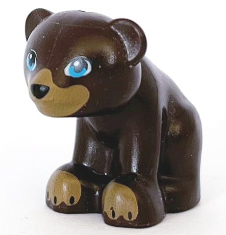 Bear, Mini Doll Style, Baby Cub, Sitting with Black Nose, Dark Azure Eyes and Dark Tan Paws and Muzzle Pattern | 14732pb01