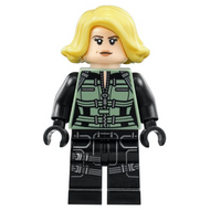 Black Widow - Combinaison noire, cheveux courts jaune clair, jambes imprimées | sh0494