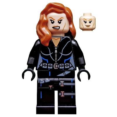 Black Widow - Black Jumpsuit, Dark Orange Mid-Length Hair, Printed Legs, Black Hands, Dark Orange Eyebrows | sh0035