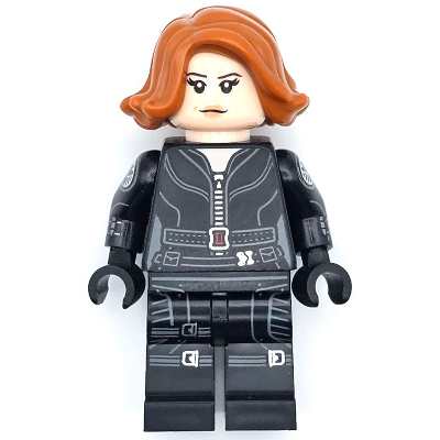 Black Widow - Combinaison noire, cheveux courts orange foncé, jambes imprimées, bras imprimés | sh0922