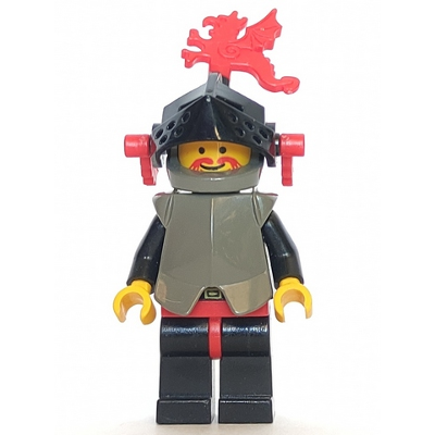 Breastplate - Armor over Black, Dark Gray Helmet, Black Visor, Red Dragon Plumes | cas168