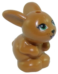 Bunny / Rabbit, Mini Doll Style, Sitting with Green Eyes, Black Nose and Mouth, and Bright Pink Tongue Pattern | 34050pb01