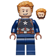 Captain America - Costume bleu foncé, mains, cheveux et sourcils brun rougeâtre, mentonnière | sh0729