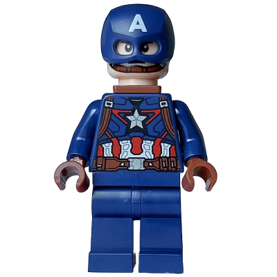 Captain America - Costume bleu foncé, mains brun rougeâtre, casque, tour de cou brun rougeâtre | sh0973