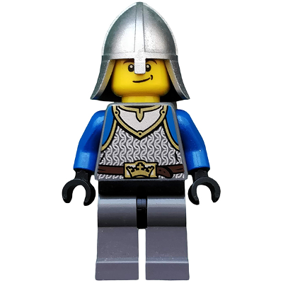 Castle - King's Knight Scale Mail, Crown Belt, Helmet with Neck Protector, Smirk | cas536