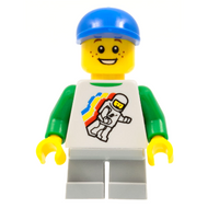 Minifigurine spatiale classique à motif flottant, jambes courtes gris clair bleuté, casquette à visière courte bleue | twn166