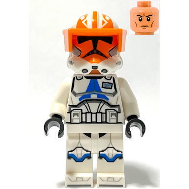 Capitaine clone Vaughn, 501e Légion, 332e Compagnie (Phase 2) - Casque perforé avec marquages ​​Togruta, visière orange | sw1277