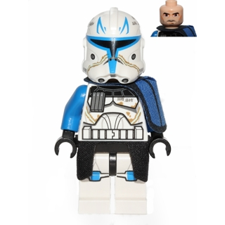 Clone Trooper Captain Rex, 501st Legion (Phase 2) - Blue Cloth Pauldron, Black Cloth Kama, Large Eyes | sw0450