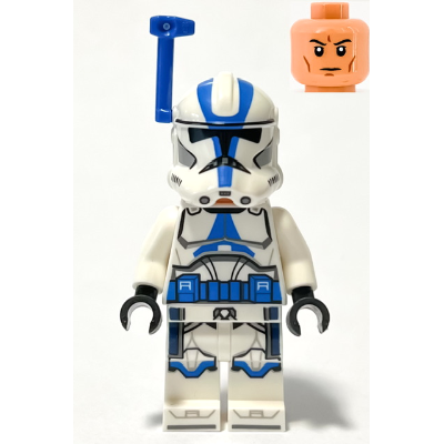 Clone Trooper Officer, 501st Legion (Phase 2) - White Arms, Blue Rangefinder, Nougat Head, Helmet with Holes | sw1246