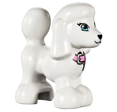 Dog, Mini Doll Style, Poodle with Bright Light Blue Eyes with Eyelashes, Black Nose, Bright Pink Collar with Silver Buckle and Tag Pattern (Friends Lady / Tina) | 11575pb01