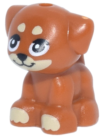 Dog, Mini Doll Style, Puppy, Standing, Small with Black Eyes, Nose and Mouth, Tan Eyebrows, Muzzle and Paws Pattern (Friends Aira) | 69901pb07
