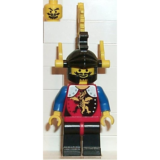 Dragon Knights - Knight 2, Black Legs with Red Hips, Black Dragon Helmet, Yellow Plumes | cas018