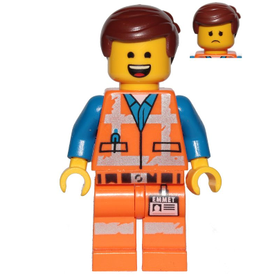 Emmet - Wide Smile with Teeth and Tongue / Sad, Worn Uniform | tlm105