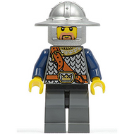 Fantasy Era - Crown Knight Scale Mail with Chest Strap, Helmet with Broad Brim, Brown Beard and Sideburns | cas381