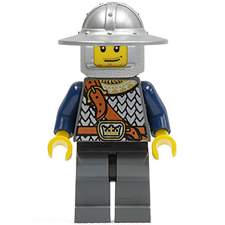 Fantasy Era - Crown Knight Scale Mail with Chest Strap, Helmet with Broad Brim, Smirk and Stubble Beard | cas336