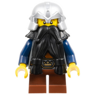 Fantasy Era - Dwarf, Black Beard, Metallic Silver Helmet with Studded Bands, Dark Blue Arms | cas354