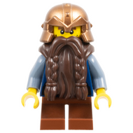 Fantasy Era - Dwarf, Dark Brown Beard, Copper Helmet with Studded Bands, Sand Blue Arms, Vertical Cheek Lines | cas355