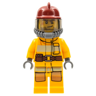 Fire - Bright Light Orange Fire Suit with Utility Belt, Dark Red Fire Helmet, Yellow Air Tanks | cty0287