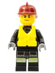 Fire - Reflective Stripes with Utility Belt, Dark Red Fire Helmet, Life Jacket Center Buckle | cty0372