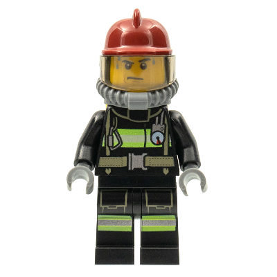 Fire - Reflective Stripes with Utility Belt, Dark Red Fire Helmet, Yellow Air Tanks, Sweat Drops | cty0348