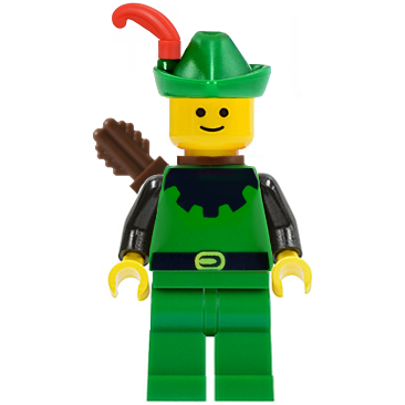 Forestman - Black, Green Hat, Red Feather, Quiver | cas321