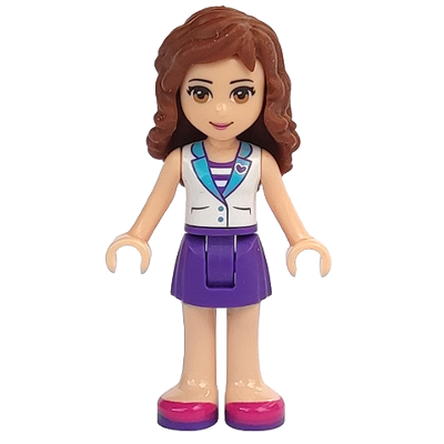 Friends Olivia (Light Nougat) - Dark Purple Skirt, White Top with Medium Azure Collar, Striped Inset | frnd111