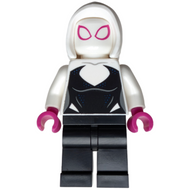 Ghost-Spider / Spider-Gwen (Gwen Stacy) - Black Legs, White Basic Smooth Hood, Magenta Hands | sh1030
