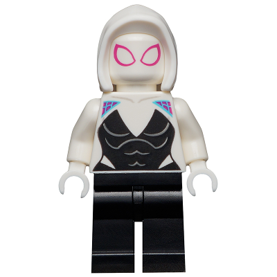 Ghost-Spider / Spider-Gwen (Gwen Stacy) - Jambes noires, capuche blanche lisse, mains blanches | sh0682
