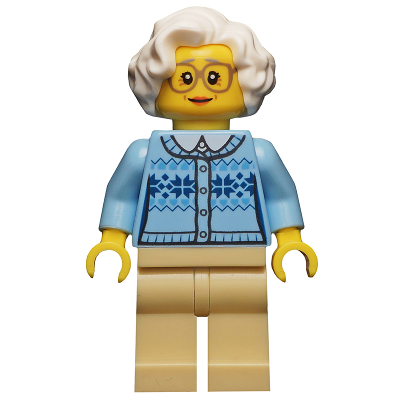 Grandmother - Fair Isle Sweater, White Hair, Tan Legs, Glasses | cty0660