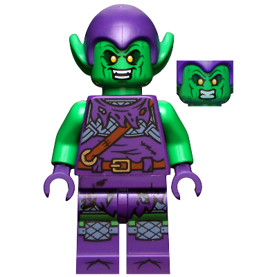 Green Goblin - Bright Green Skin, Dark Purple Outfit, Small Yellow Eyes, Printed Legs | sh0695