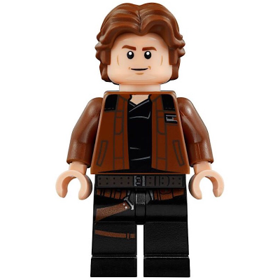 Han Solo, jambes noires à motif d'étui, veste marron à épaules noires | sw0921