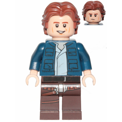 Han Solo, Dark Brown Legs with Holster Pattern, Dark Blue Jacket, Wavy Hair, Smile / Frown | sw1021