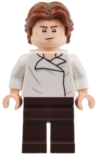 Han Solo - White Shirt with Wrinkles on Front and Back, Dark Brown Legs, Wavy Hair | sw1371
